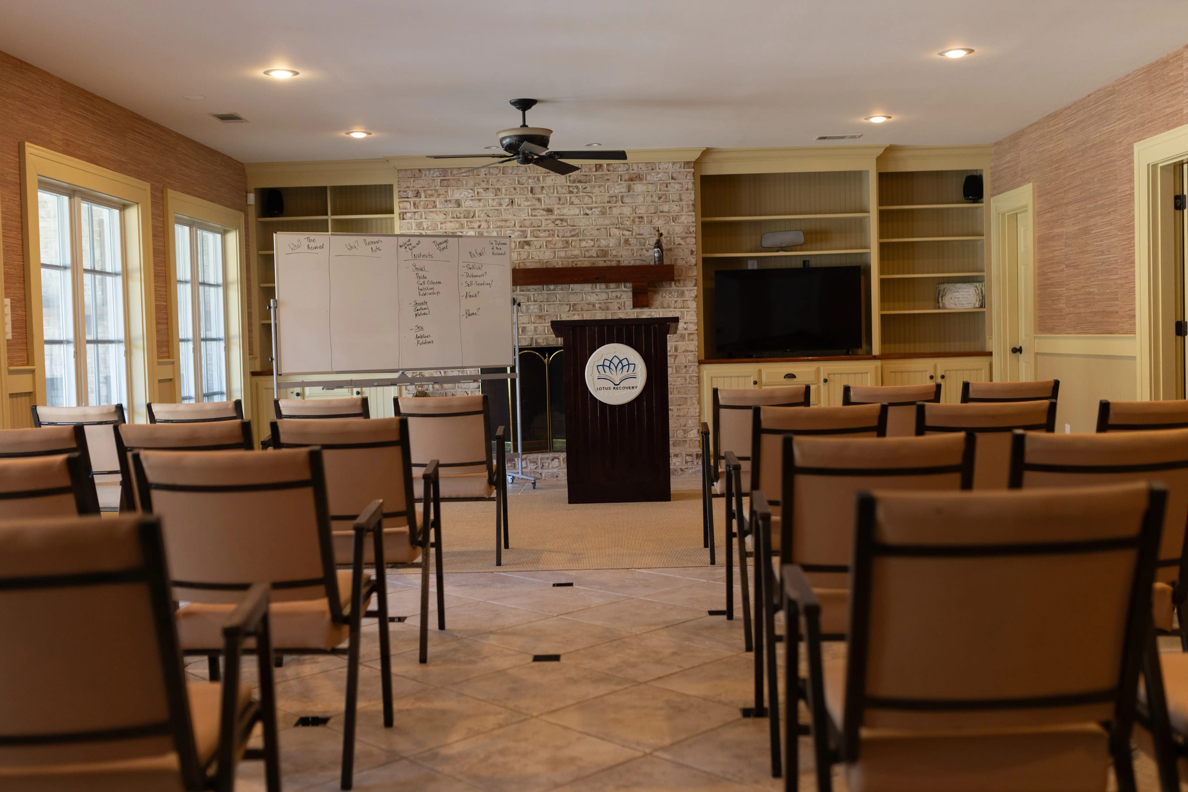 Group therapy room at Lotus Recovery in Florence, SC